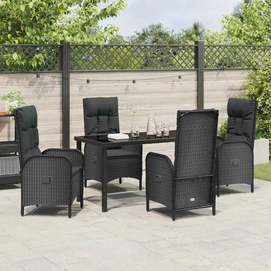 Ensemble de salle à manger pour jardin 5 pcs Noir polyrotin - 4
