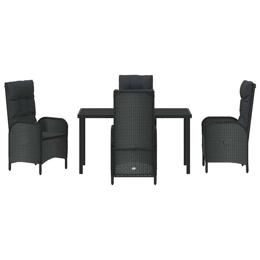 Ensemble de salle à manger pour jardin 5 pcs Noir polyrotin - 7