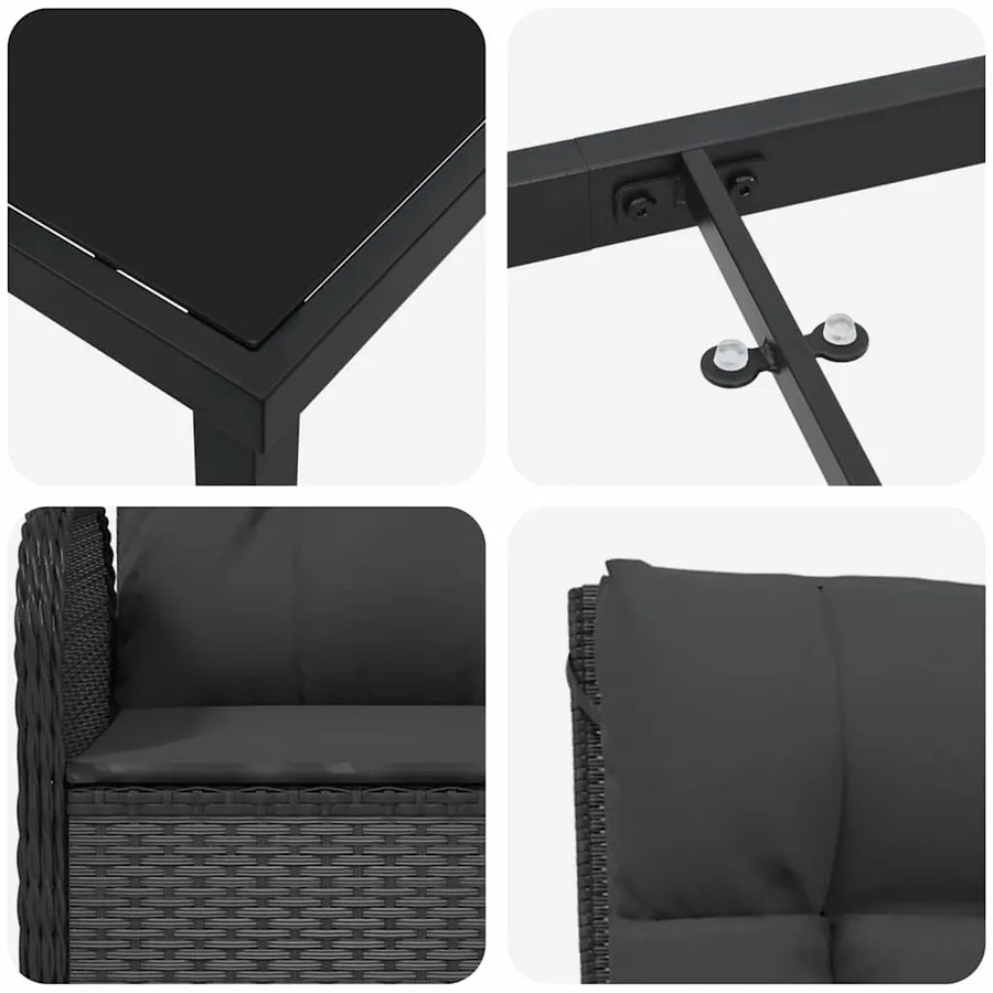 Ensemble de salle à manger pour jardin 5 pcs Noir polyrotin - 9
