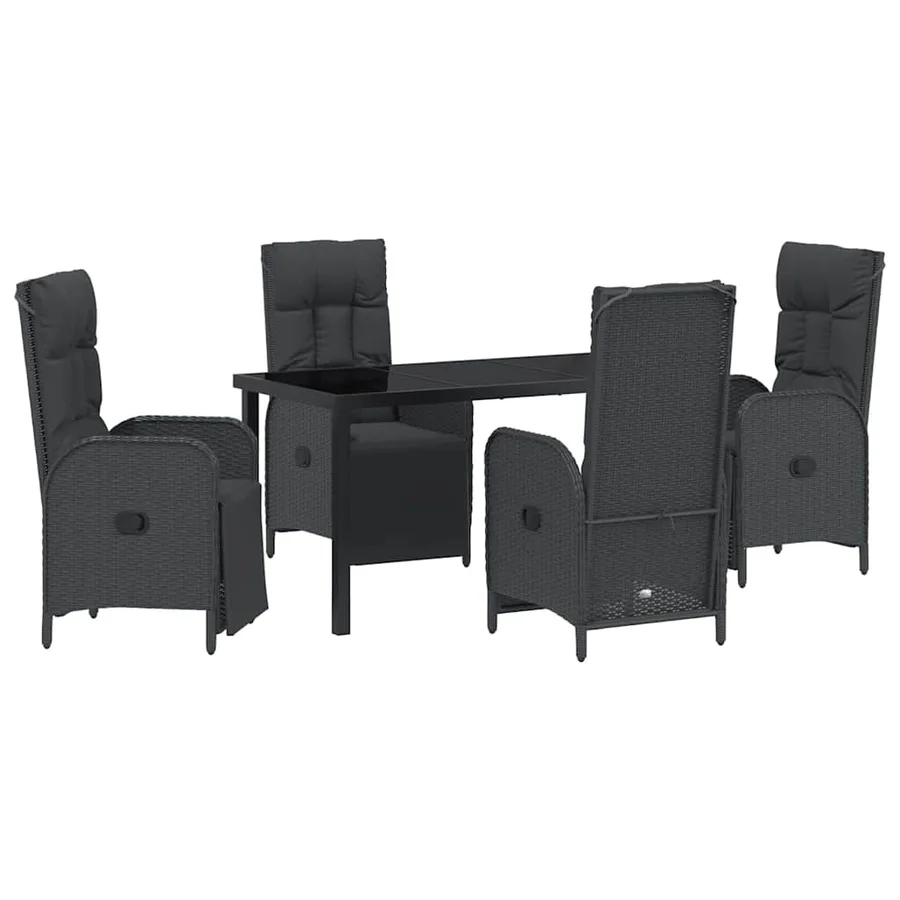 Ensemble de salle à manger pour jardin 5 pcs Noir polyrotin - 2