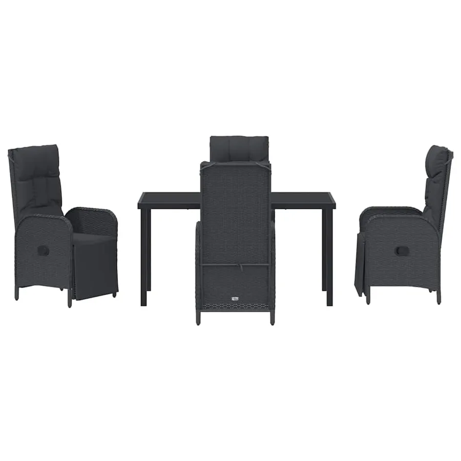 Ensemble de salle à manger pour jardin 5 pcs Noir polyrotin - 7