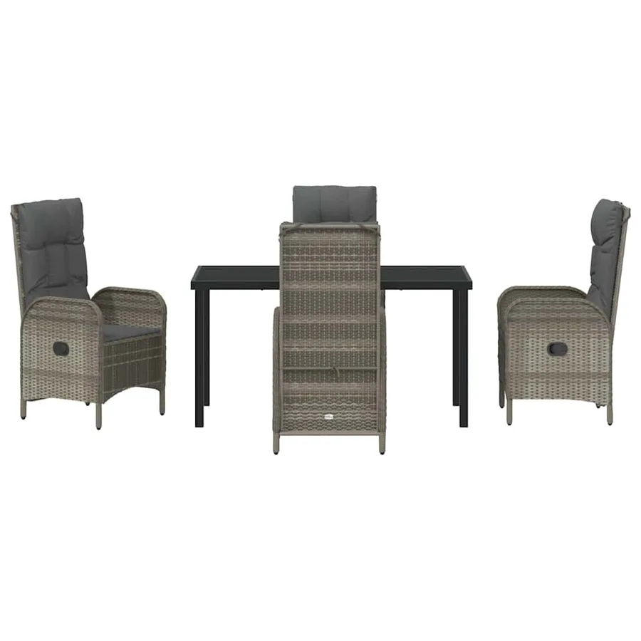 Ensemble de salle à manger pour jardin 5 pcs Gris polyrotin - 7