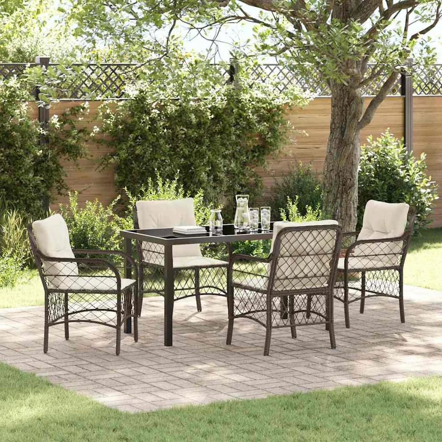 Ensemble de salle à manger pour jardin 5 pcs Marron polyrotin