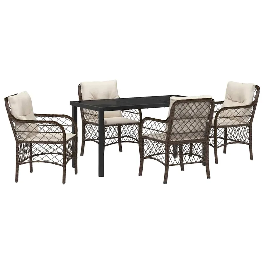 Ensemble de salle à manger pour jardin 5 pcs Marron polyrotin - 2
