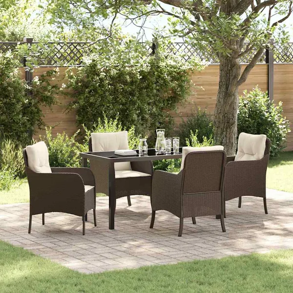 Ensemble de salle à manger pour jardin 5 pcs Marron polyrotin