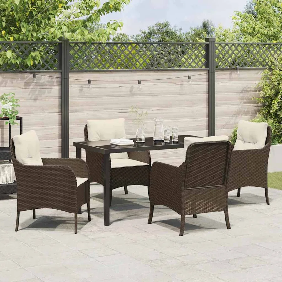 Ensemble de salle à manger pour jardin 5 pcs Marron polyrotin - 4