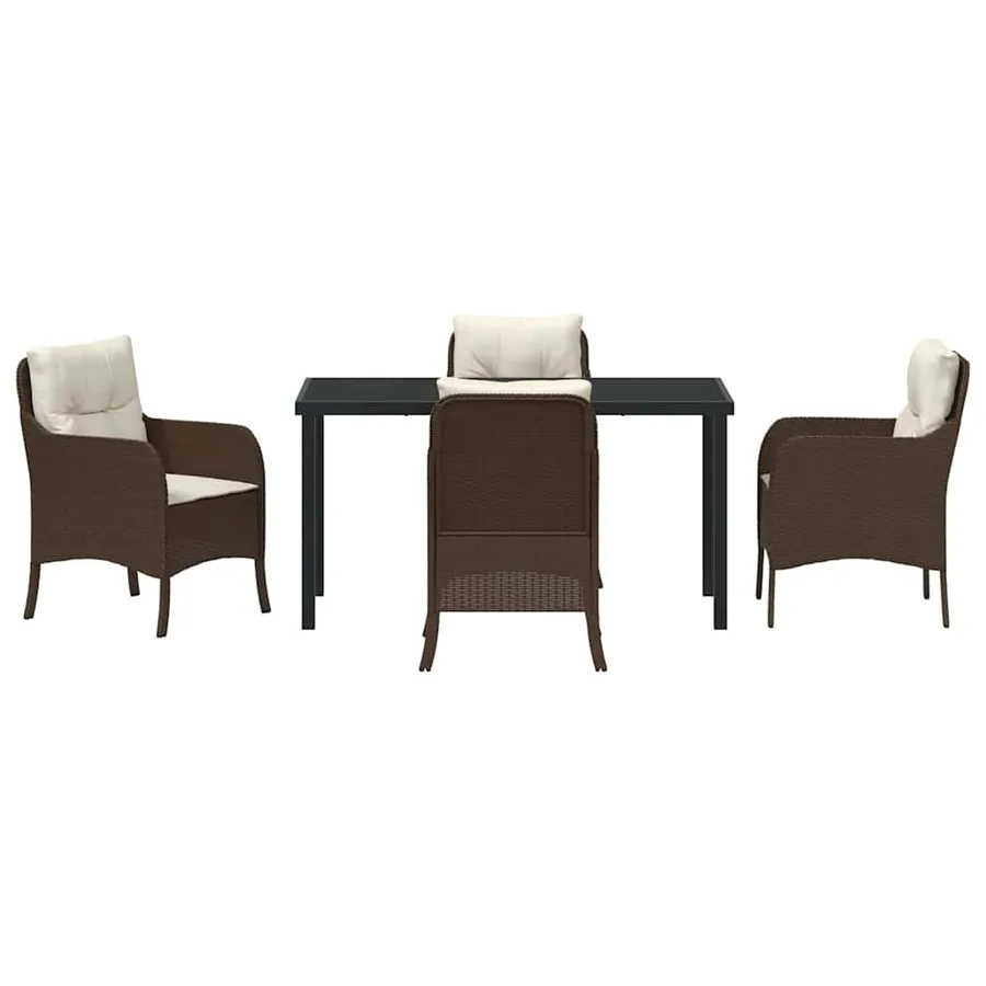 Ensemble de salle à manger pour jardin 5 pcs Marron polyrotin - 7