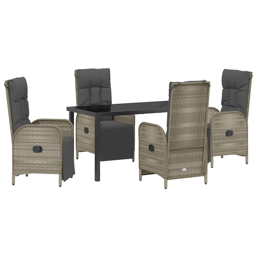 Ensemble de salle à manger pour jardin 5 pcs Gris polyrotin - 2