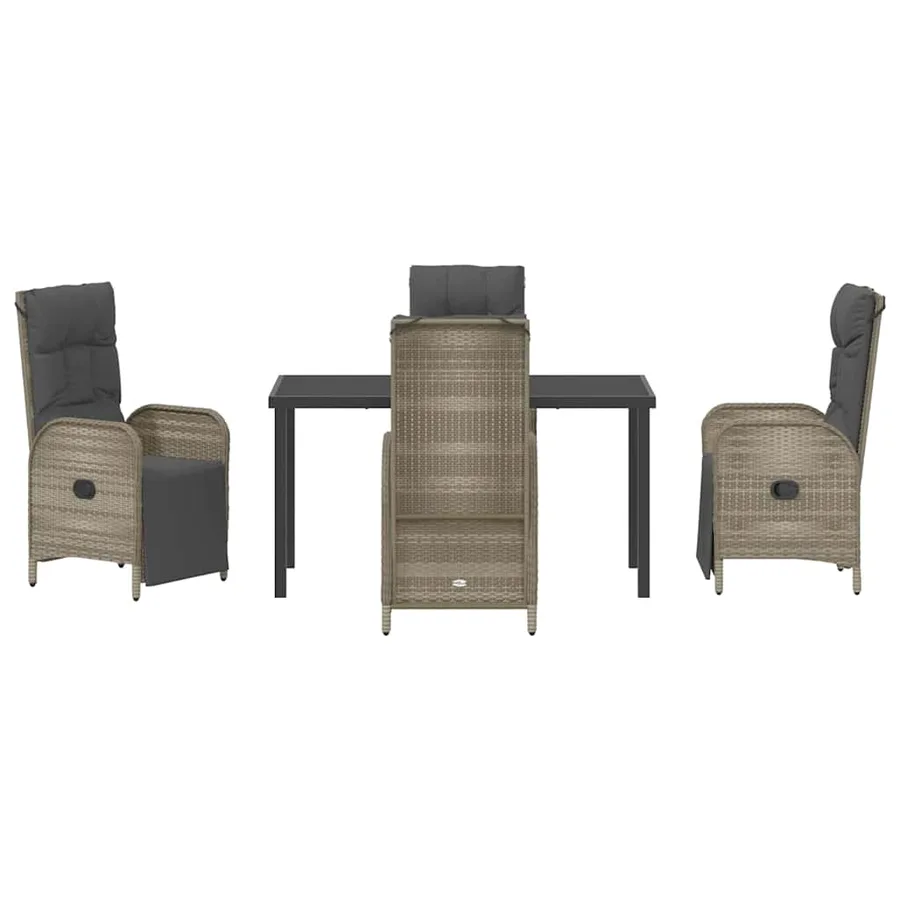 Ensemble de salle à manger pour jardin 5 pcs Gris polyrotin - 7