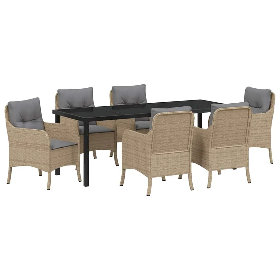 Ensemble de salle à manger pour jardin 7 pcs Beige polyrotin - 2