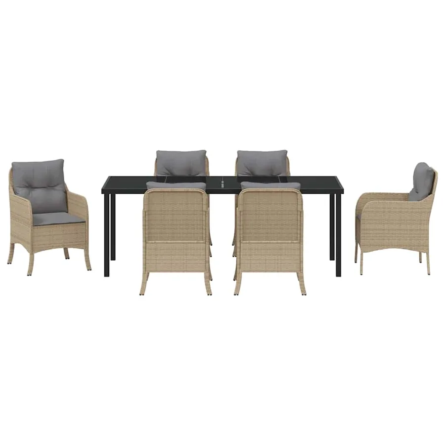 Ensemble de salle à manger pour jardin 7 pcs Beige polyrotin - 6