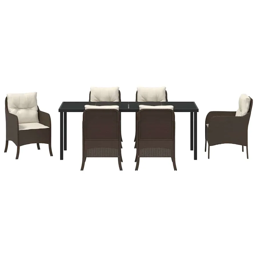 Ensemble de salle à manger pour jardin 7 pcs Marron polyrotin - 7