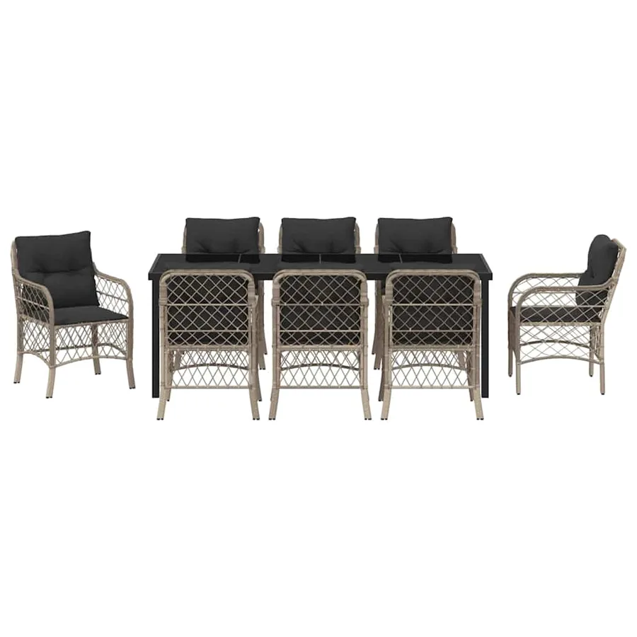 Ensemble de salle à manger pour jardin 9 pcs Gris clair - 7