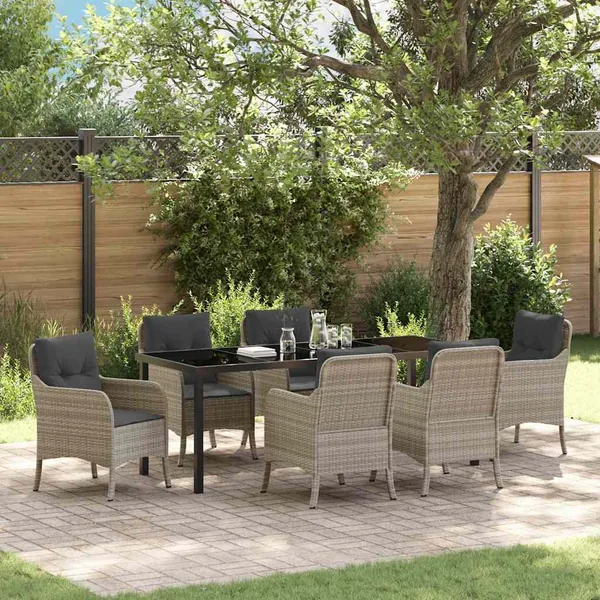 Ensemble de salle à manger pour jardin 7 pcs Gris clair