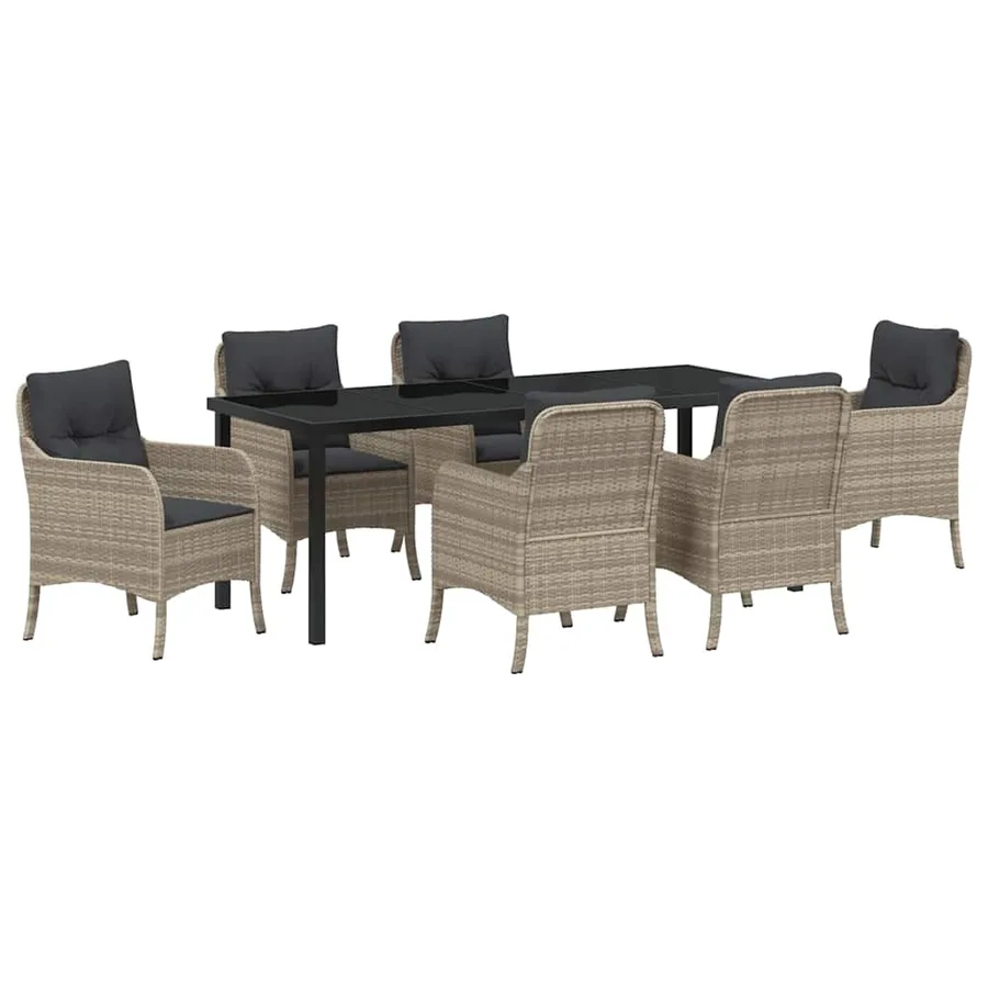 Ensemble de salle à manger pour jardin 7 pcs Gris clair - 2