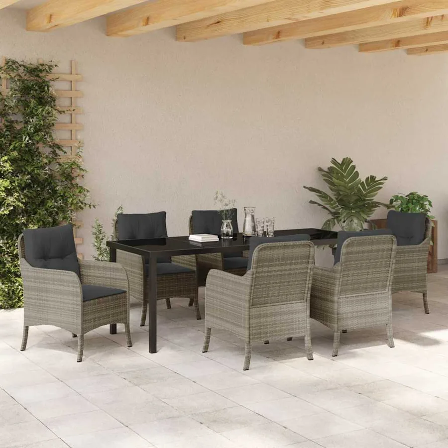 Ensemble de salle à manger pour jardin 7 pcs Gris clair - 4