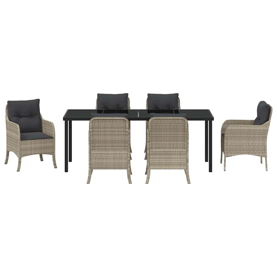 Ensemble de salle à manger pour jardin 7 pcs Gris clair - 7