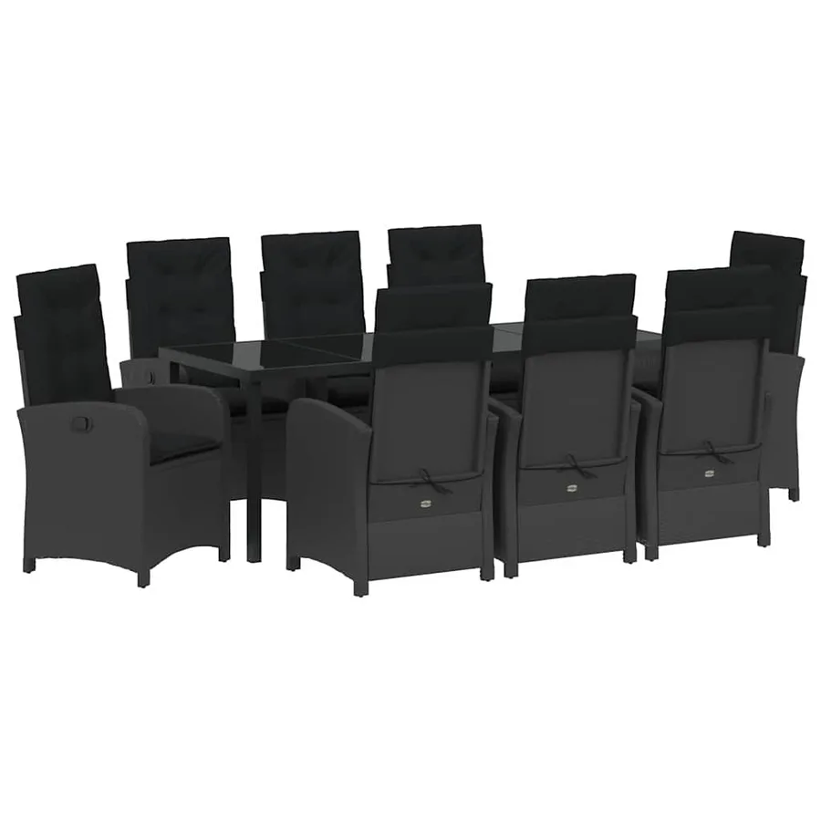 Ensemble de salle à manger pour jardin 9 pcs Noir polyrotin - 2