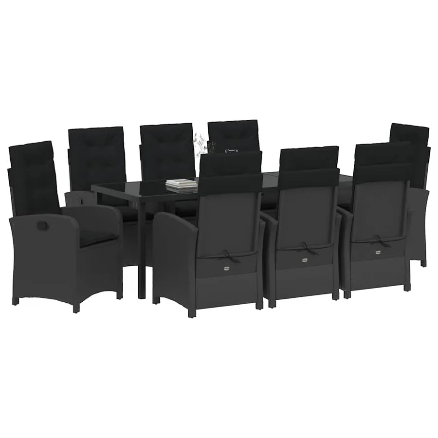 Ensemble de salle à manger pour jardin 9 pcs Noir polyrotin - 3
