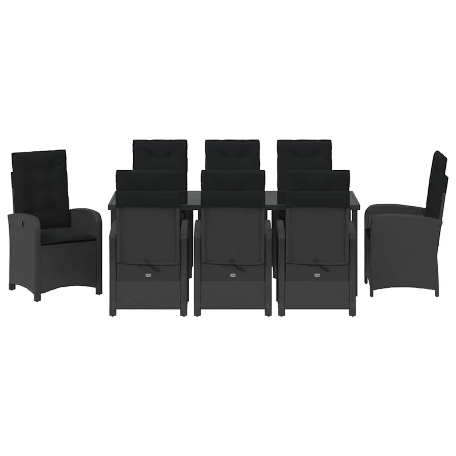 Ensemble de salle à manger pour jardin 9 pcs Noir polyrotin - 7