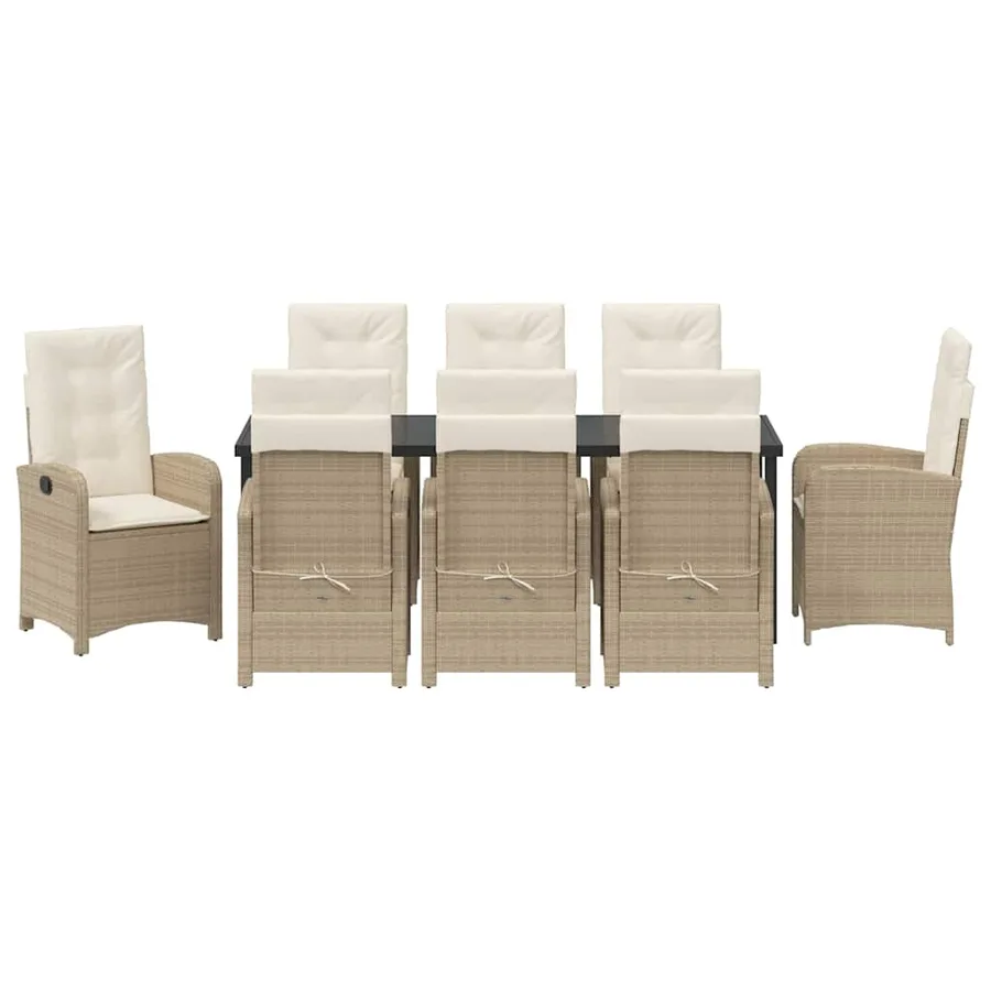 Ensemble de salle à manger pour jardin 9 pcs Beige polyrotin - 7