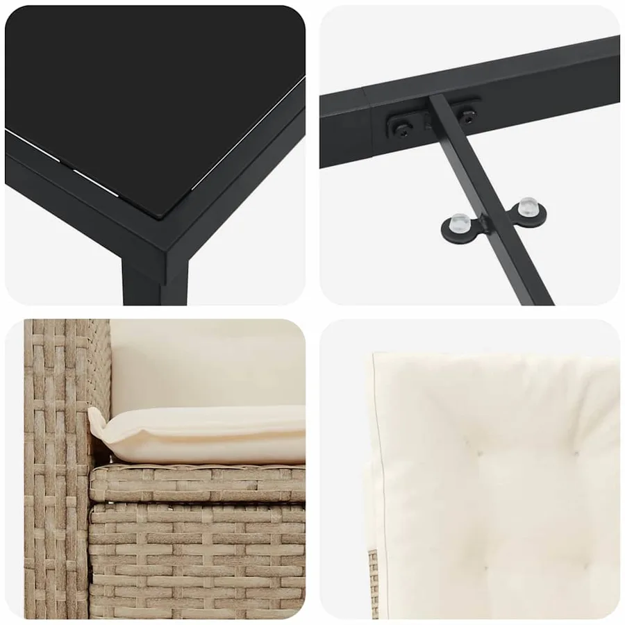 Ensemble de salle à manger pour jardin 9 pcs Beige polyrotin - 9