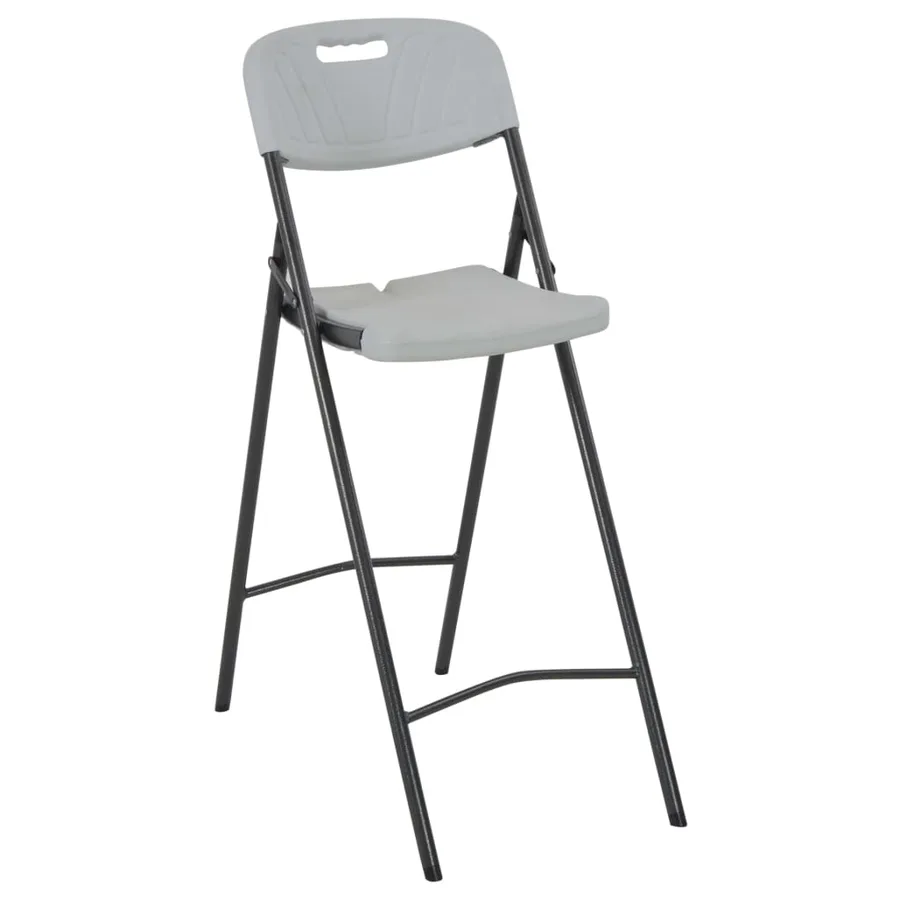 Chaises de bar pliables lot de 2 PEHD et acier Blanc - 2