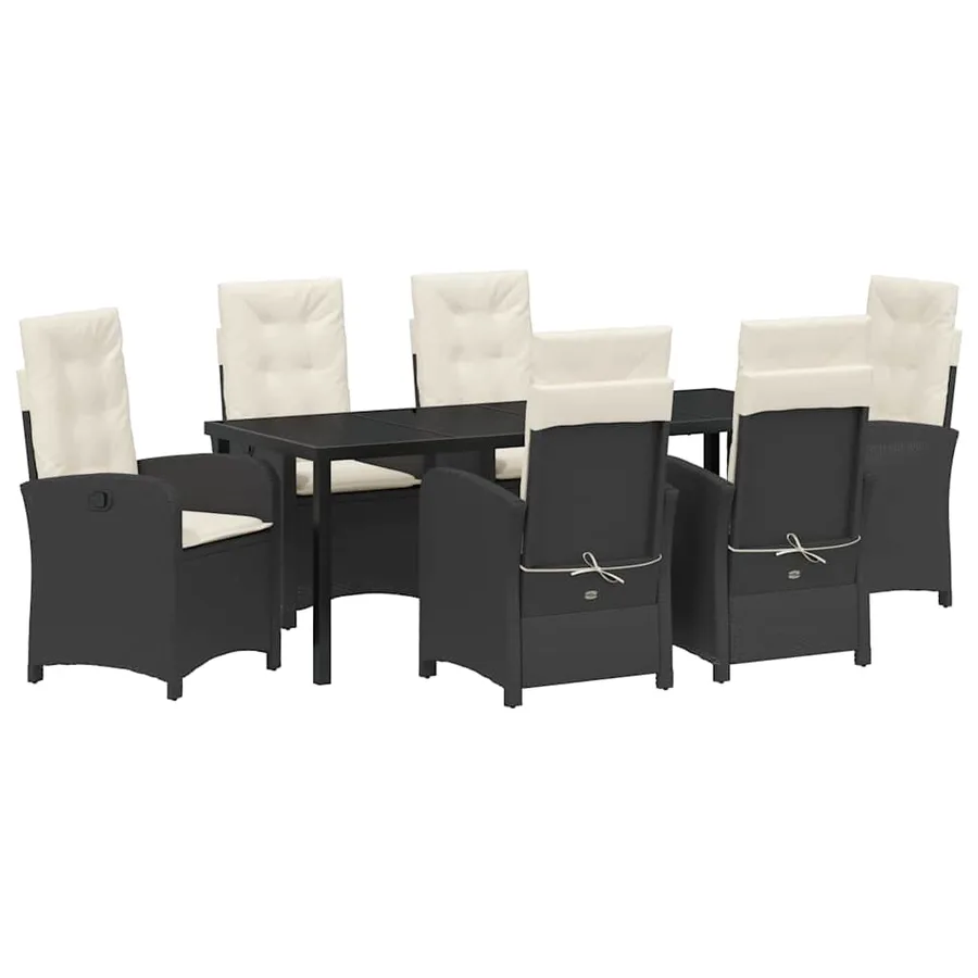 Ensemble de salle à manger pour jardin 7 pcs Noir polyrotin - 2