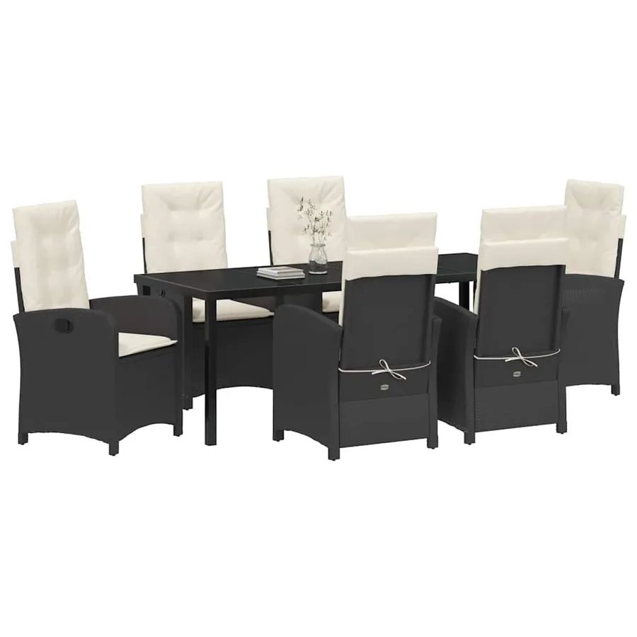 Ensemble de salle à manger pour jardin 7 pcs Noir polyrotin - 3