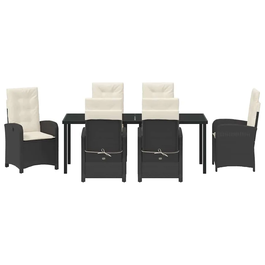 Ensemble de salle à manger pour jardin 7 pcs Noir polyrotin - 7