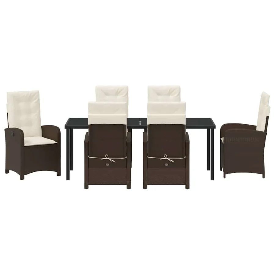 Ensemble de salle à manger pour jardin 7 pcs Marron polyrotin - 7