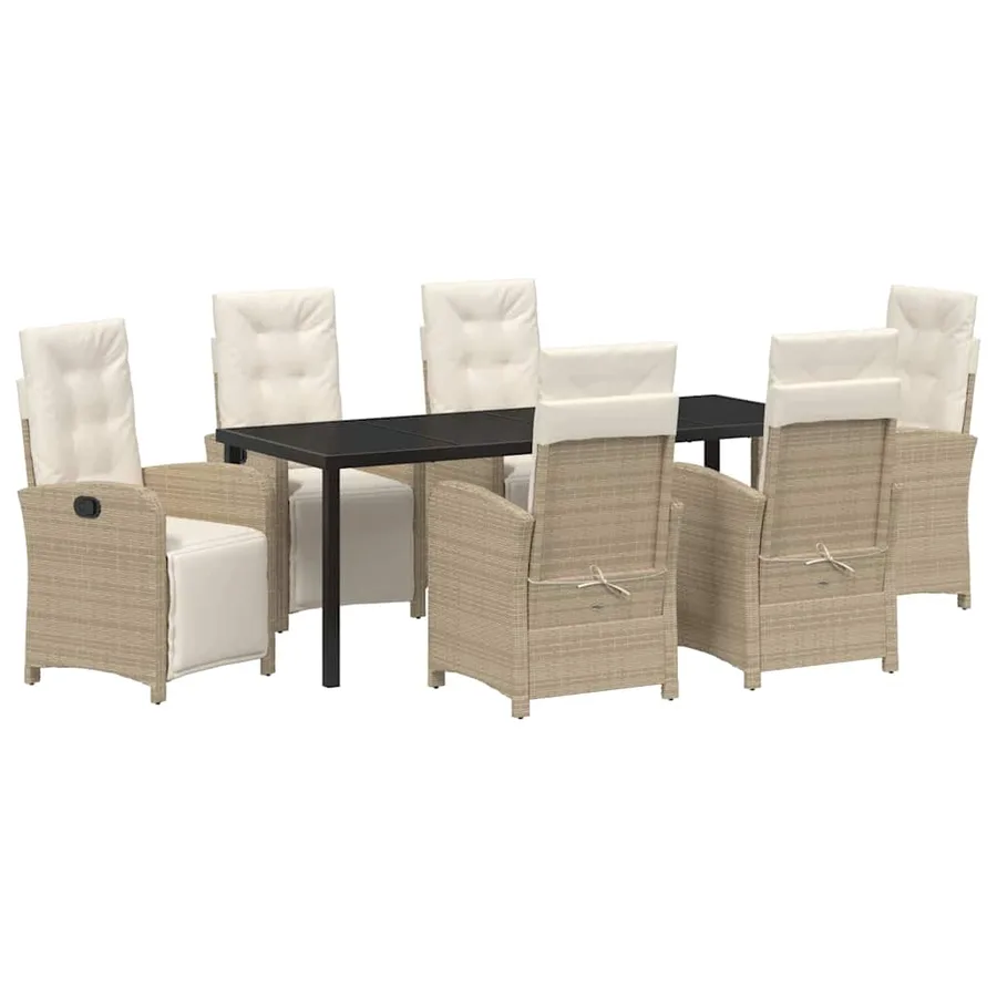 Ensemble de salle à manger pour jardin 7 pcs Beige polyrotin - 2