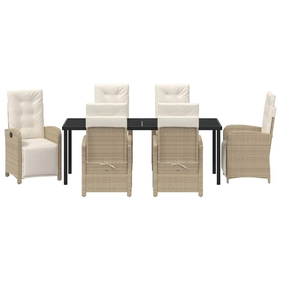Ensemble de salle à manger pour jardin 7 pcs Beige polyrotin - 7