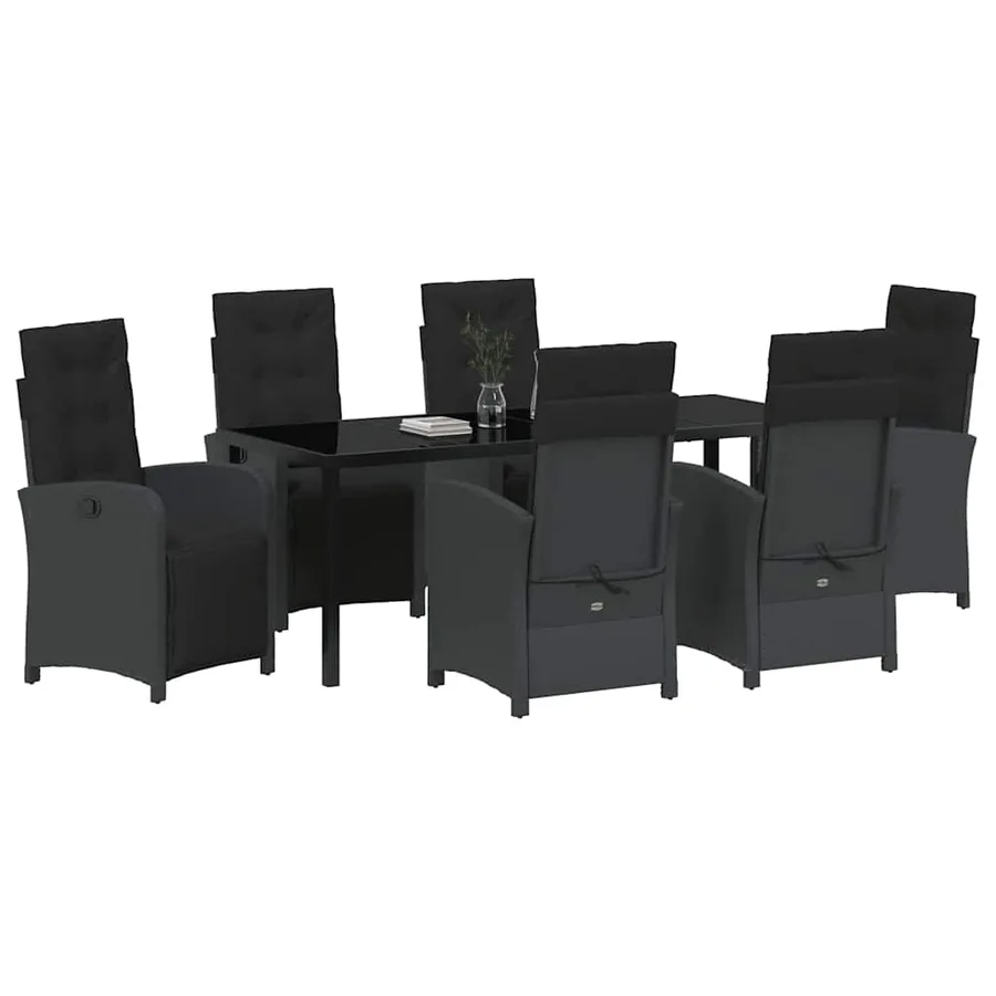 Ensemble de salle à manger pour jardin 7 pcs Noir polyrotin - 3