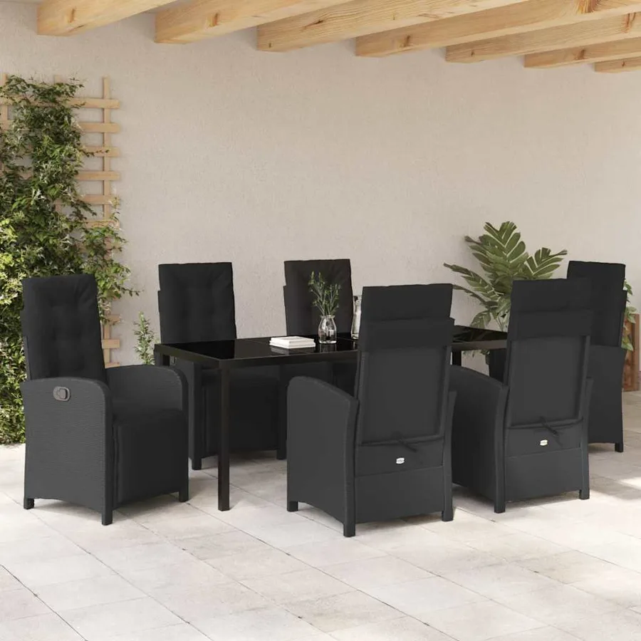Ensemble de salle à manger pour jardin 7 pcs Noir polyrotin - 4
