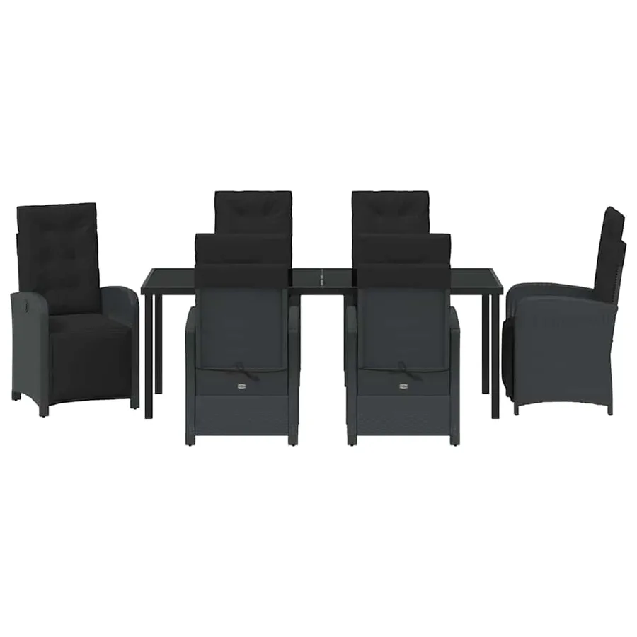 Ensemble de salle à manger pour jardin 7 pcs Noir polyrotin - 7