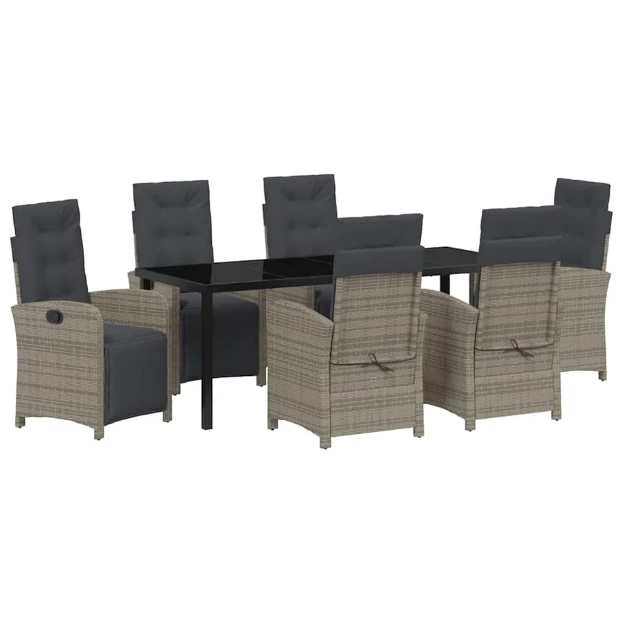 Ensemble de salle à manger pour jardin 7 pcs Gris polyrotin - 2
