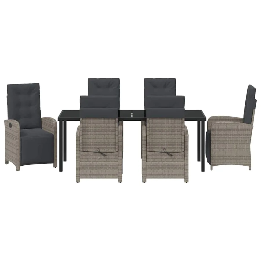 Ensemble de salle à manger pour jardin 7 pcs Gris polyrotin - 7