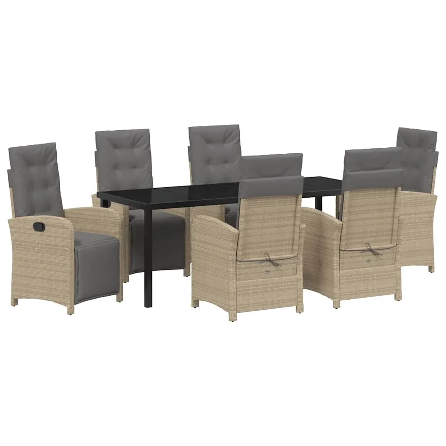 Ensemble de salle à manger pour jardin 7 pcs Beige polyrotin - 2