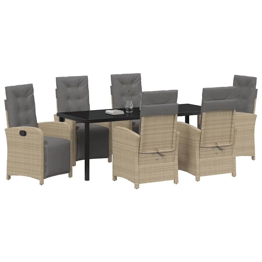 Ensemble de salle à manger pour jardin 7 pcs Beige polyrotin - 3