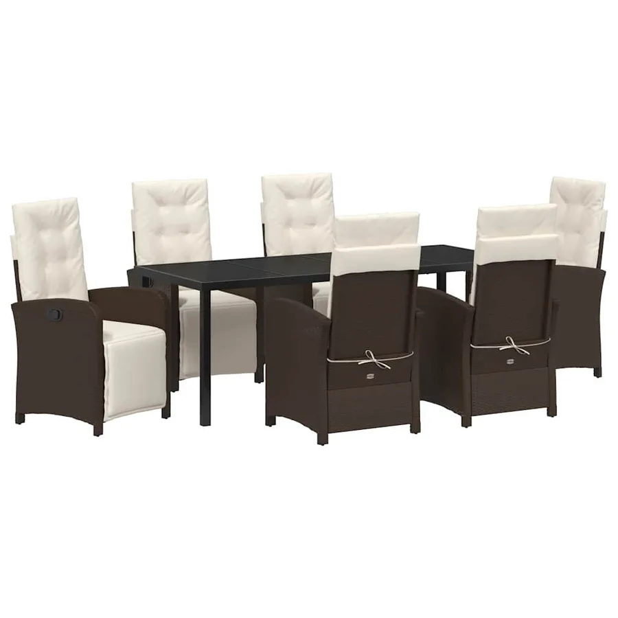 Ensemble de salle à manger pour jardin 7 pcs Marron polyrotin - 2