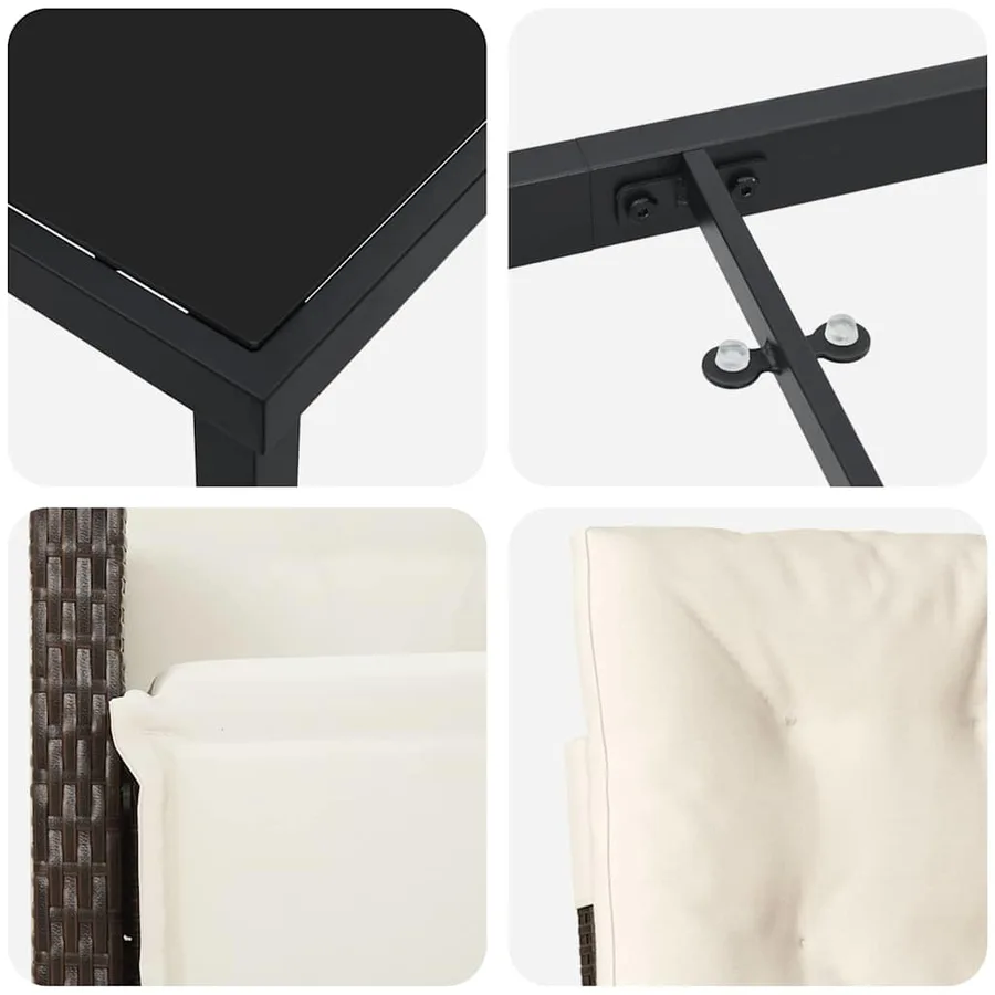 Ensemble de salle à manger pour jardin 7 pcs Marron polyrotin - 9