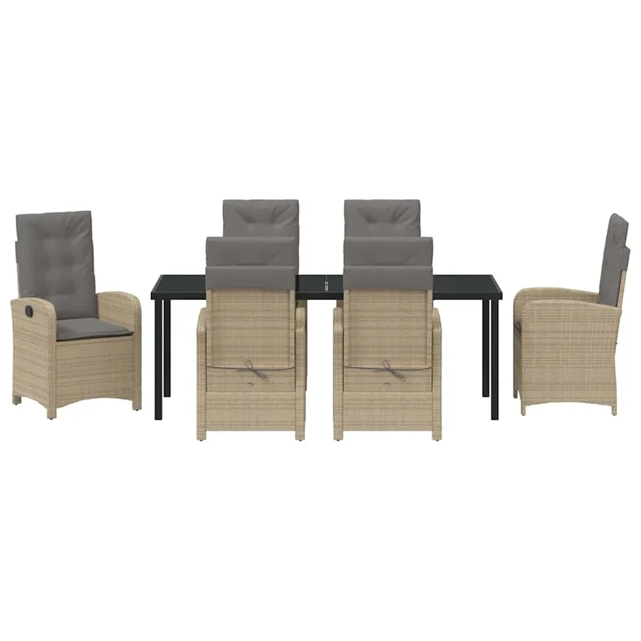 Ensemble de salle à manger pour jardin 7 pcs Beige polyrotin - 7