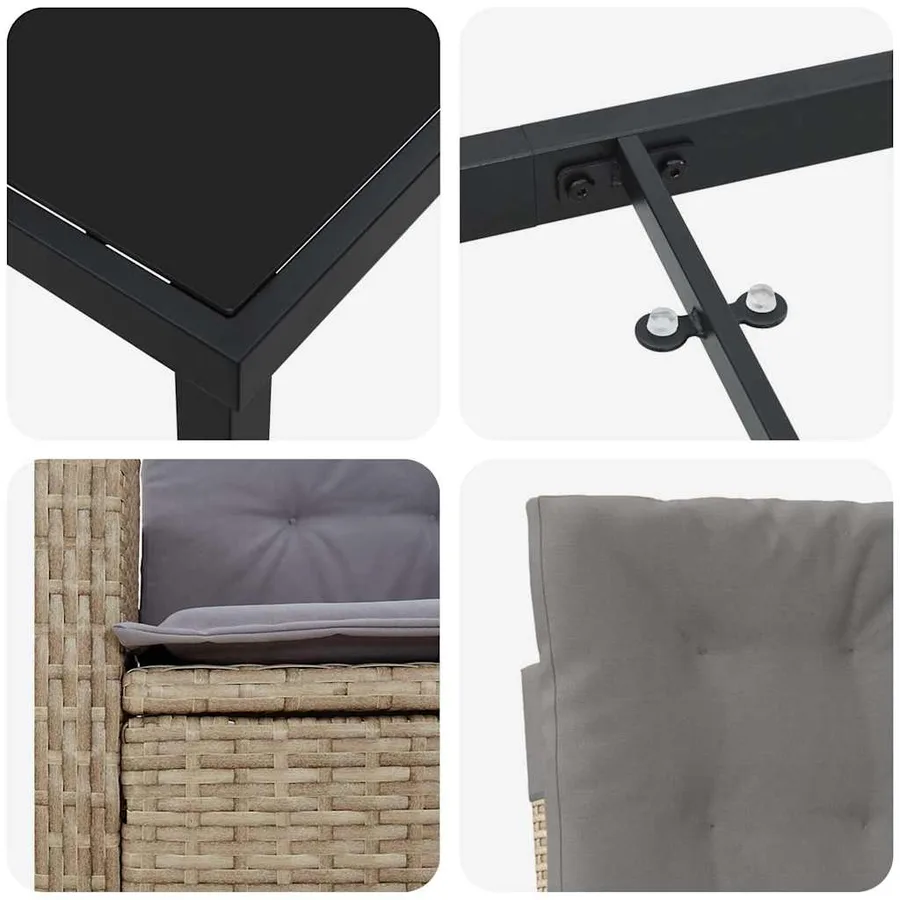 Ensemble de salle à manger pour jardin 7 pcs Beige polyrotin - 9