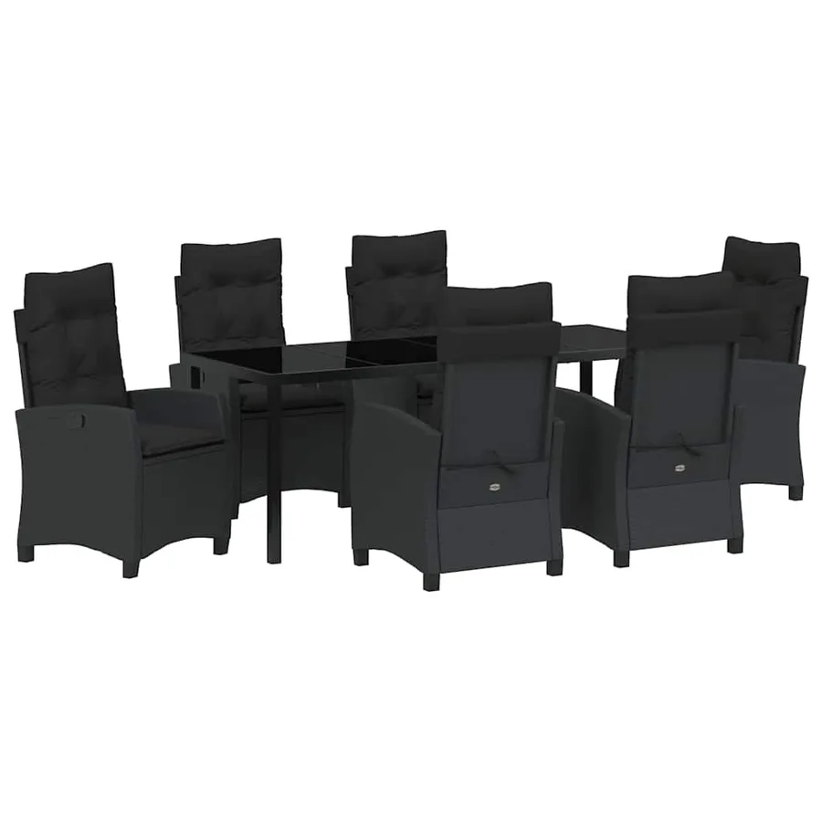 Ensemble de salle à manger pour jardin 7 pcs Noir polyrotin - 2