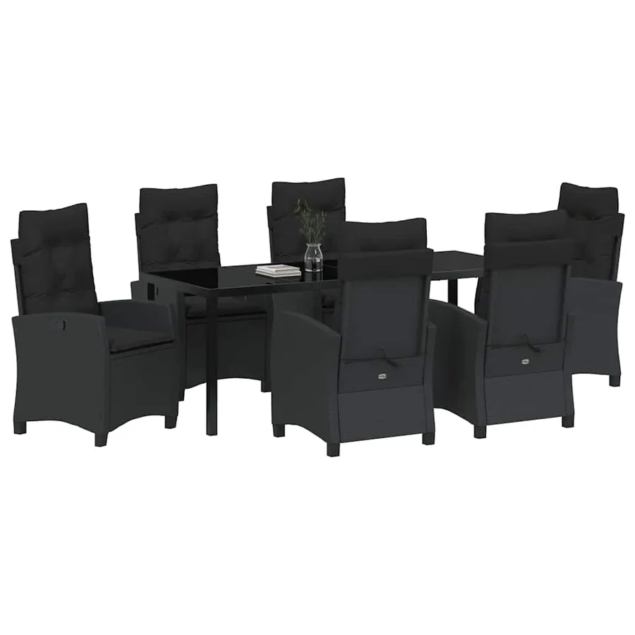 Ensemble de salle à manger pour jardin 7 pcs Noir polyrotin - 3