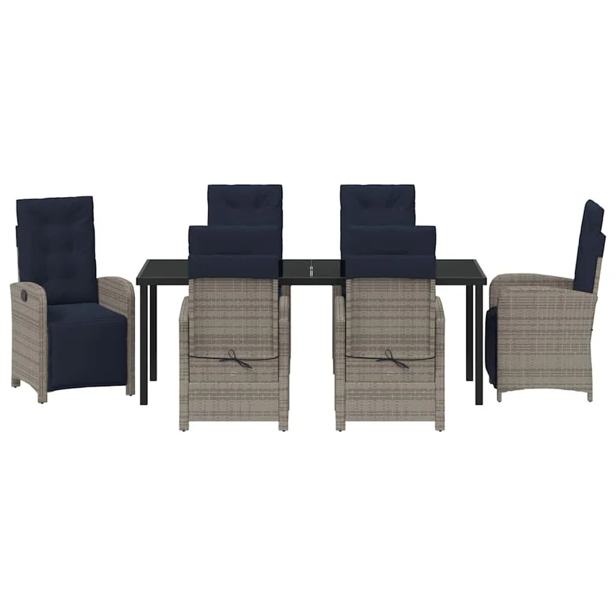 Ensemble de salle à manger pour jardin 7 pcs Gris polyrotin - 7