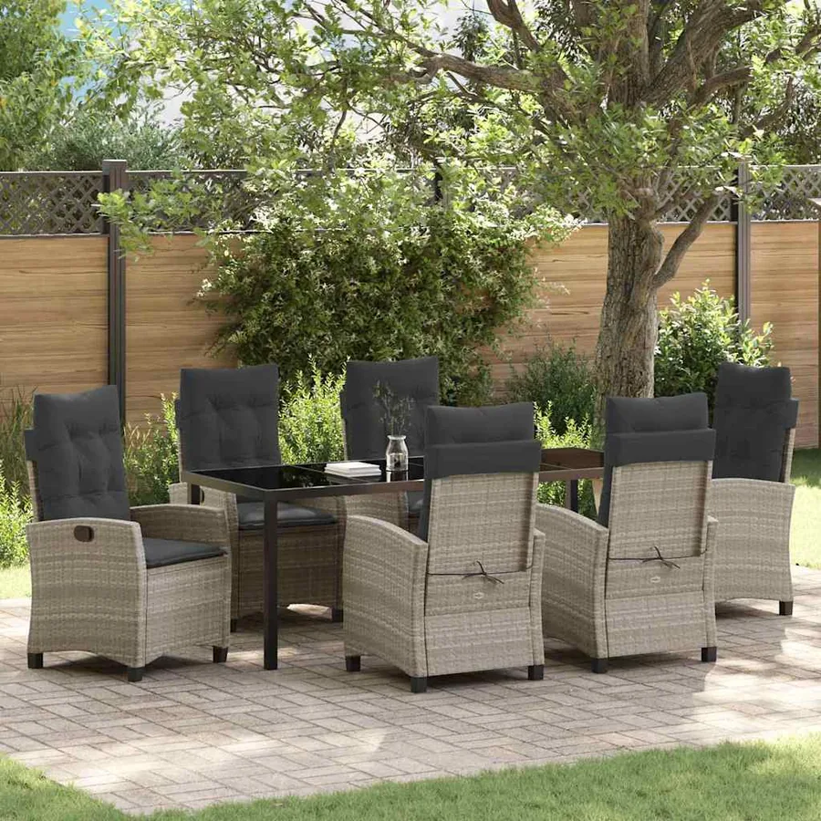 Ensemble de salle à manger pour jardin 7 pcs Gris clair