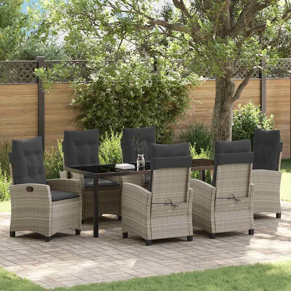 Ensemble de salle à manger pour jardin 7 pcs Gris clair