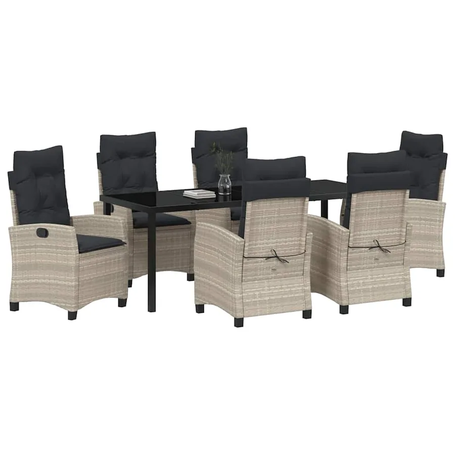 Ensemble de salle à manger pour jardin 7 pcs Gris clair - 3